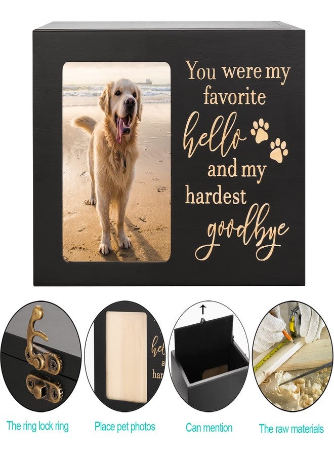 DGDCDV Pet Memorial Urns for Dog or Cat Ashes, Large Wooden Funeral Cremation Urns with Photo Frame, Keepsake Memory Box with Black Flannel Lining - Image 3